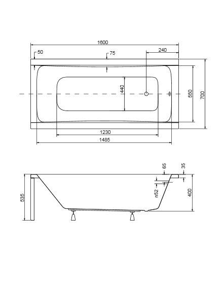Obdĺžniková akrylátová vaňa OPTIMA PREMIUM 160x70 cm