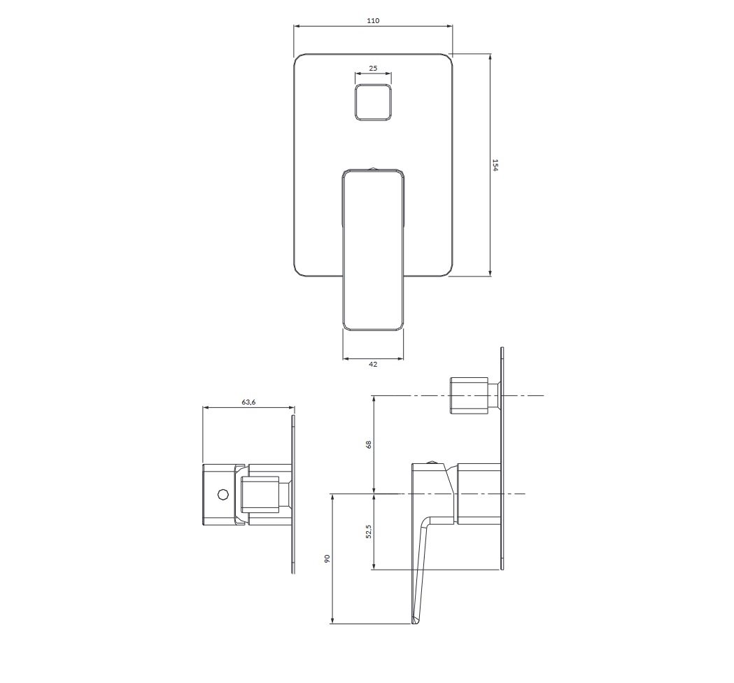 Omnires PARMA PM7435BL+AKC25 Podomietková sprchová zostava, matná čierna