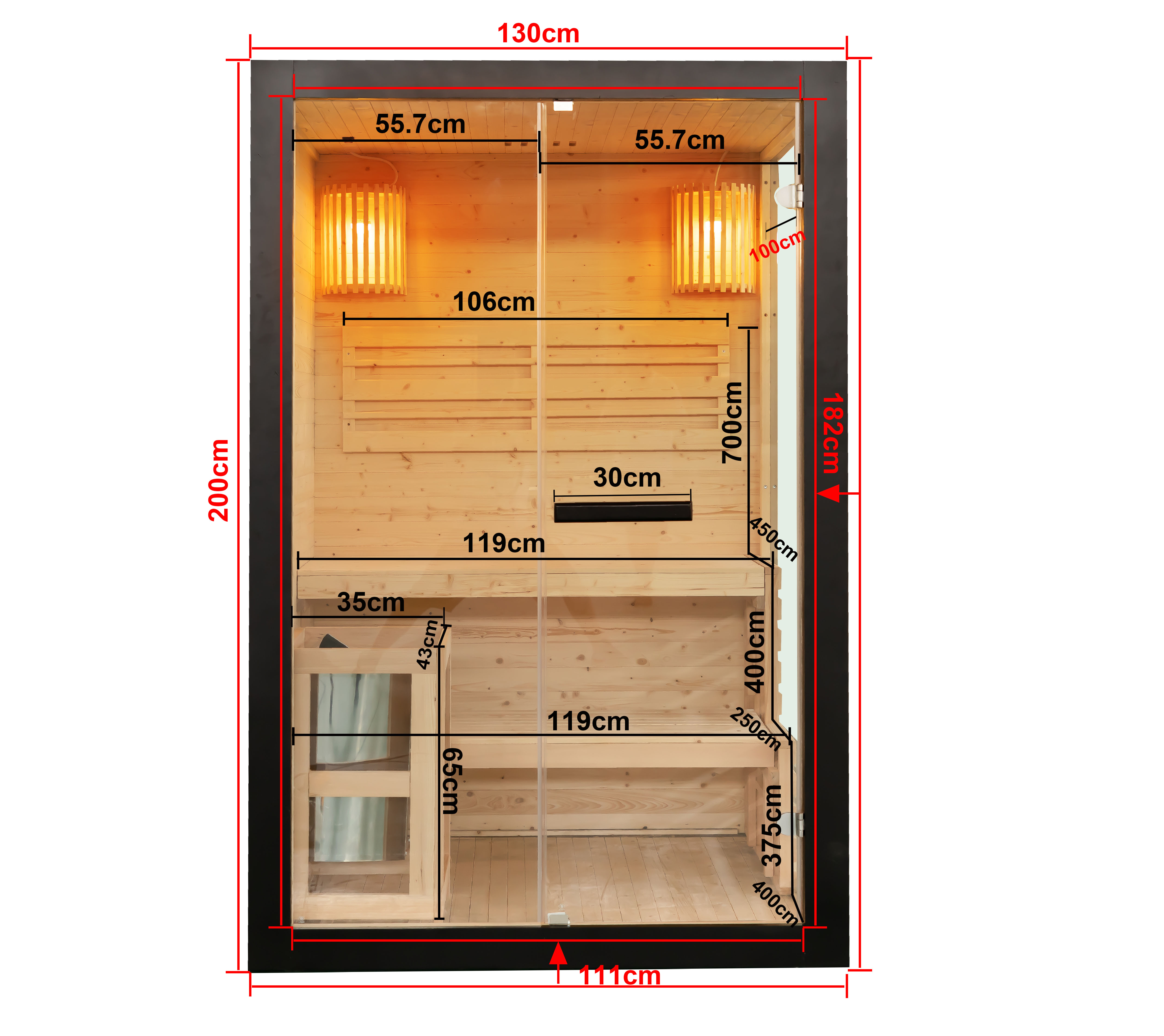 Sauna PANORAMA BLACK pre 2 osoby