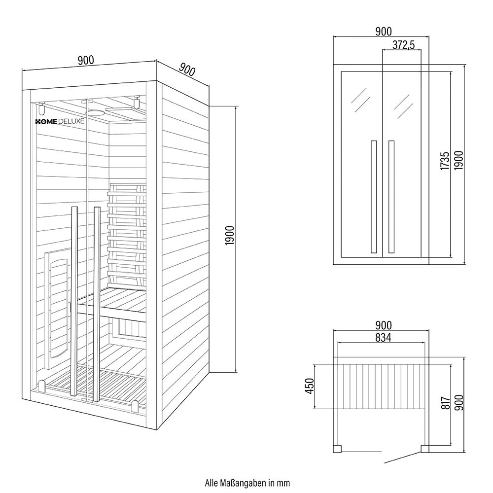 Infračervená kabína SONORA S - 90 x 90 cm pre 1 osobu