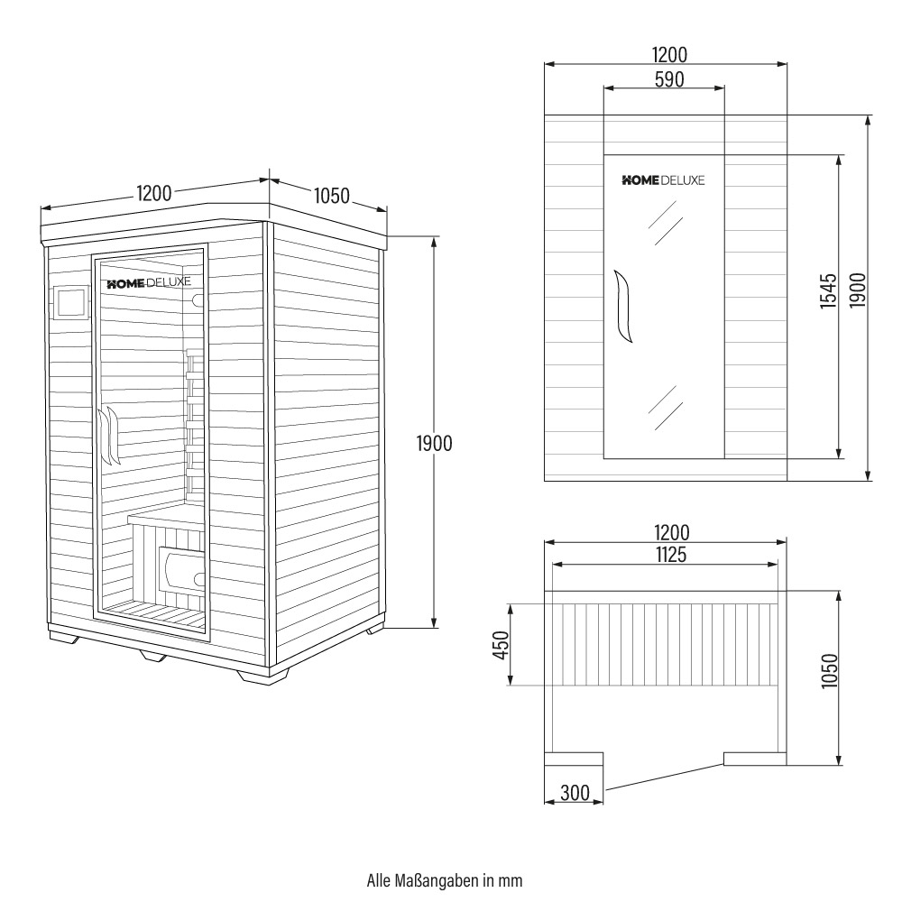 Infračervená kabína s plnospektrálnym ohrievačom REDSUN M - 120 x 105 cm pre 2 osoby