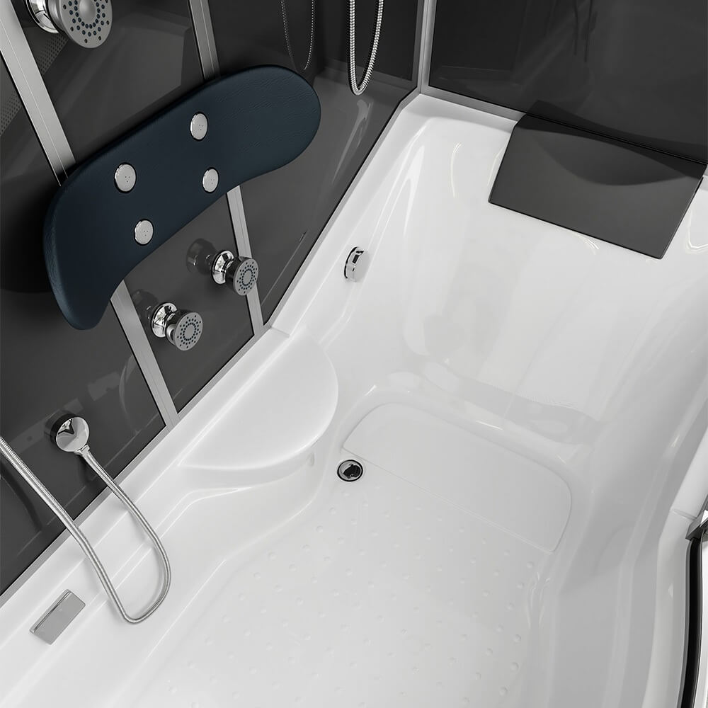 Hydromasážny sprchový kút s vaňou ALLIN 2IN1 - 170 x 90 Čierny Ľavý
