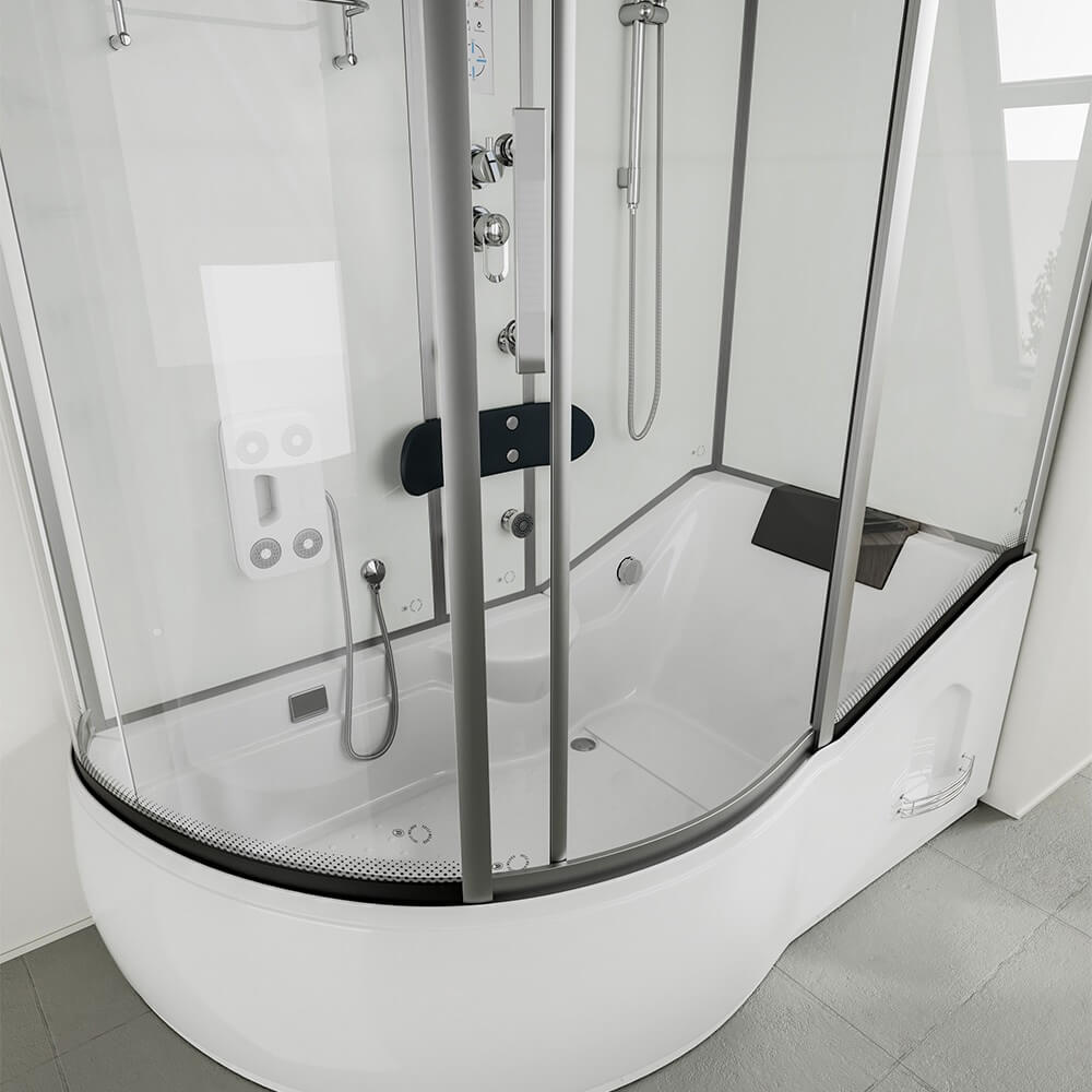 Hydromasážny sprchový kút s vaňou ALLIN 2IN1 - 170 x 90 Biely Ľavý