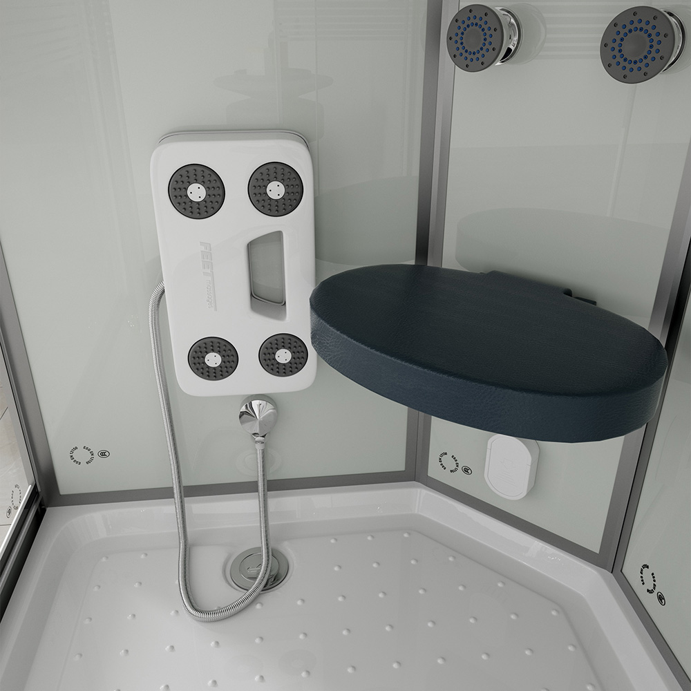 BIELA ​​PERLA Parná sprcha s vodopádom a parná sauna - 120 x 80 cm