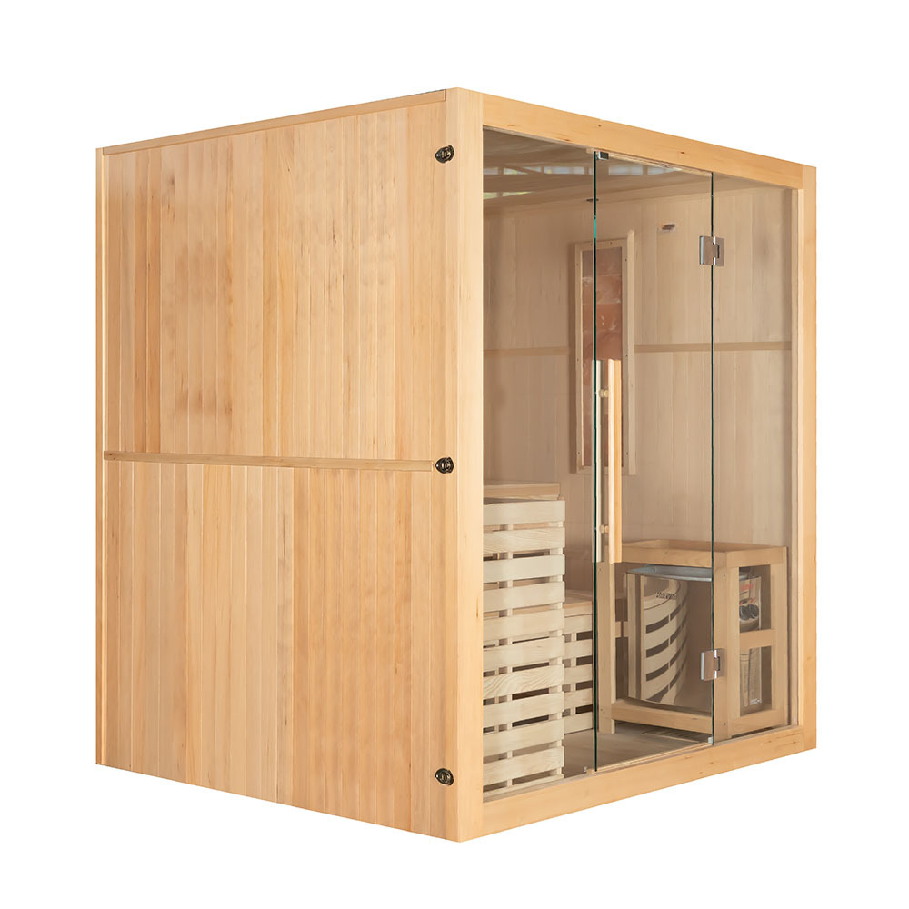 Suchá sauna s pieckou EA4S so soľným kameňom a izoláciou stien, 4 miestna, 180x160x200cm, 6,0kW