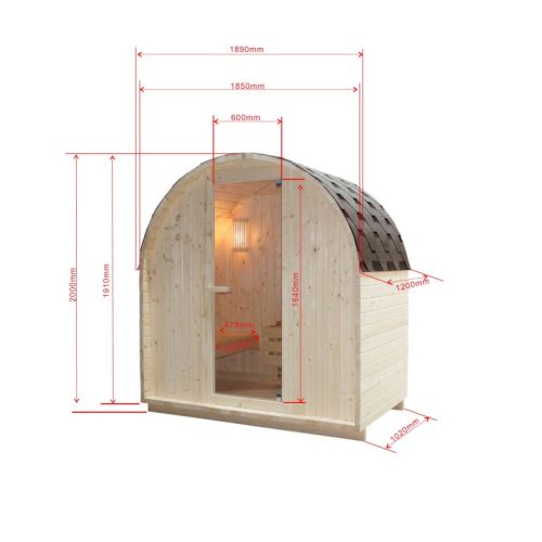 Vonkajšia sauna ISLAND L pre 2 osoby 189x120x200 cm