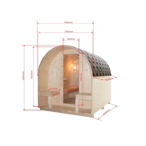 Vonkajšia sauna ISLAND XL pre 4 osoby 189x220x200 cm