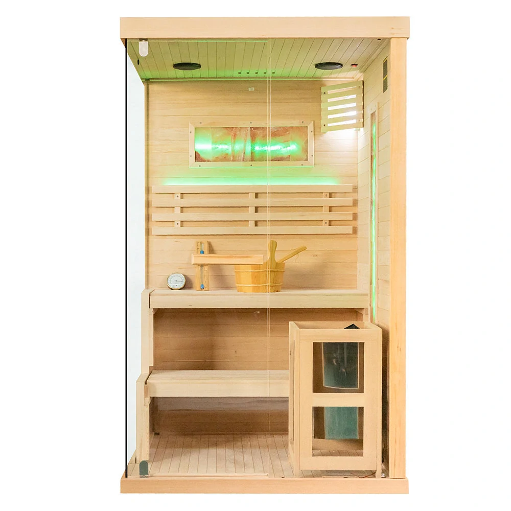 Suchá sauna EP2S PRAVÁ so soľným kameňom a izoláciou stien, 2-miestna, 120x120x200cm, 3,5kW
