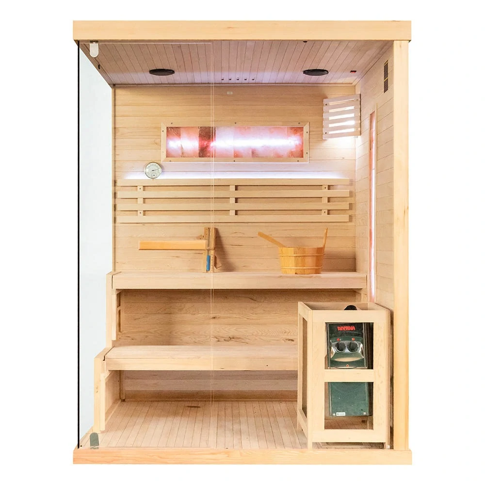 Suchá sauna EP2S XL PRAVÁ so soľným kameňom a izoláciou stien, 2-miestna, 150x120x200cm, 4,5kW