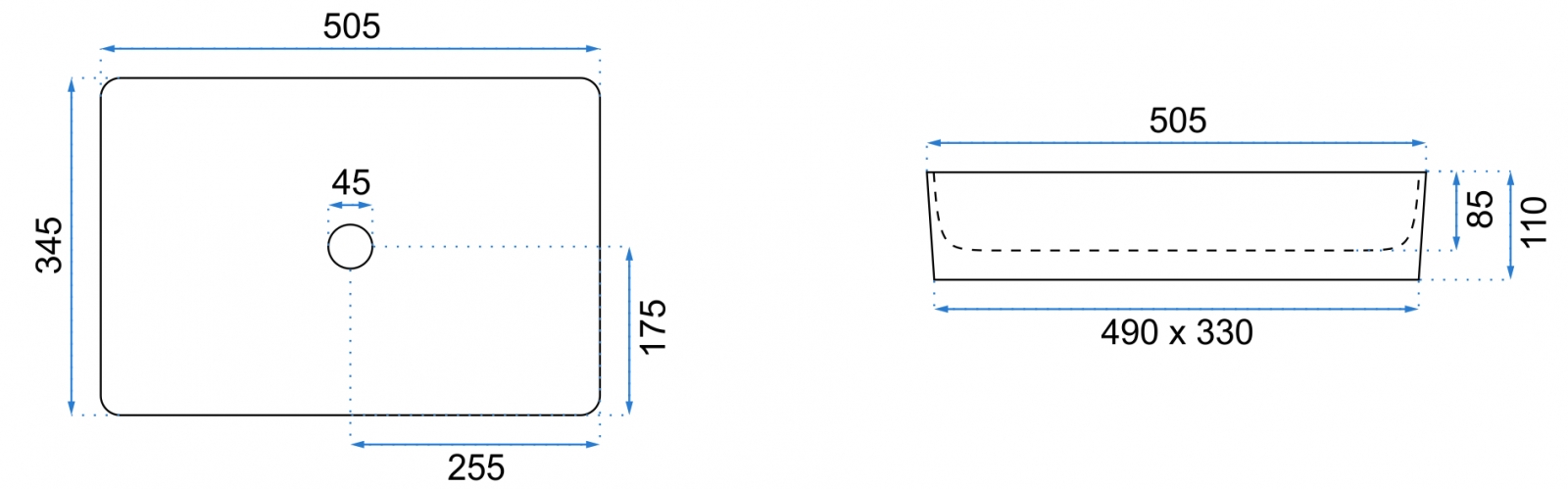 REA - Umývadlo na dosku AVIA čierna matná