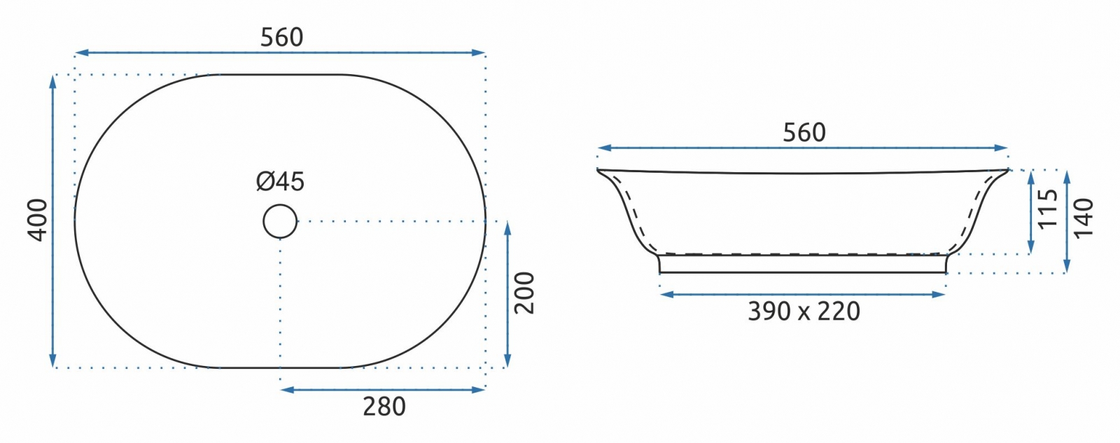 REA - Umývadlo na dosku ROMA biela