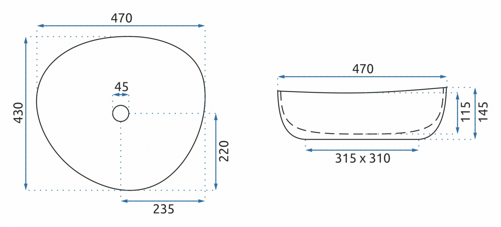 REA - Keramické umývadlo na dosku ANDREA