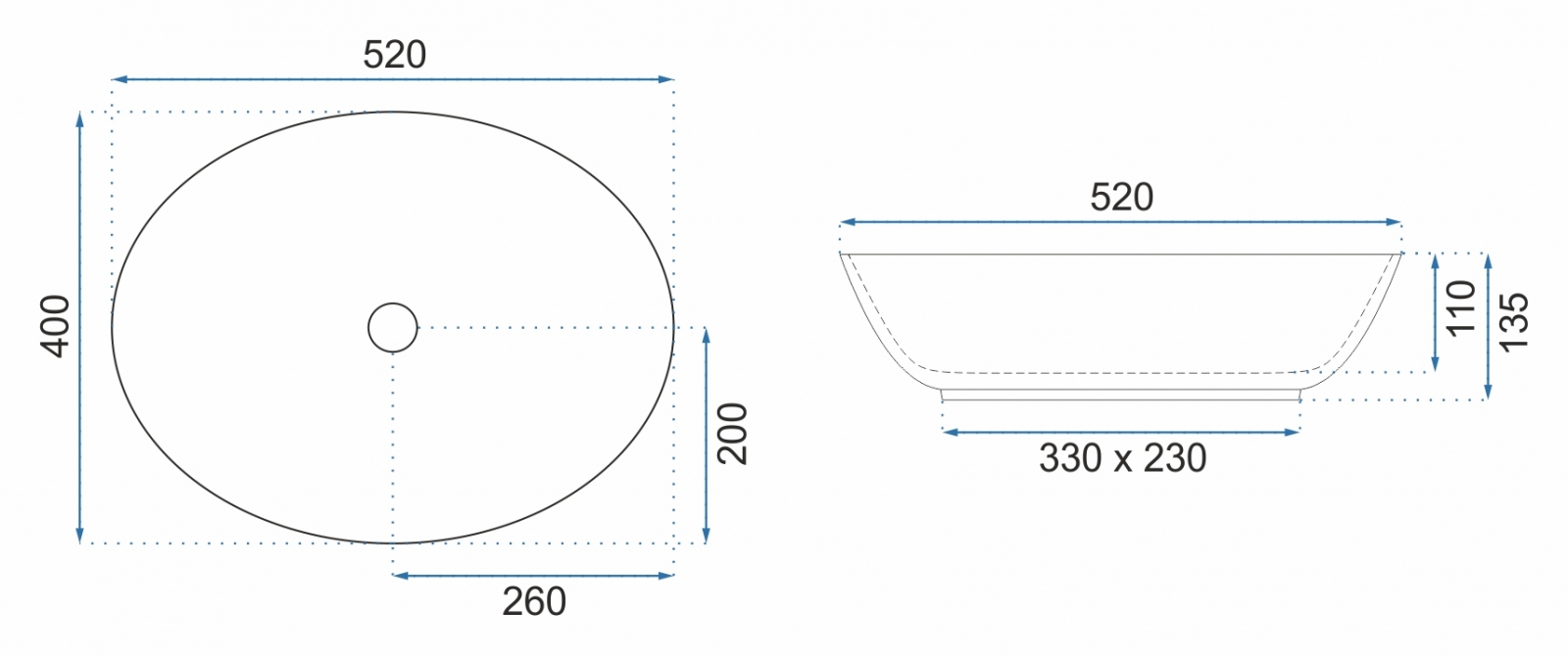 REA - Umývadlo MARGOT zlaté modré
