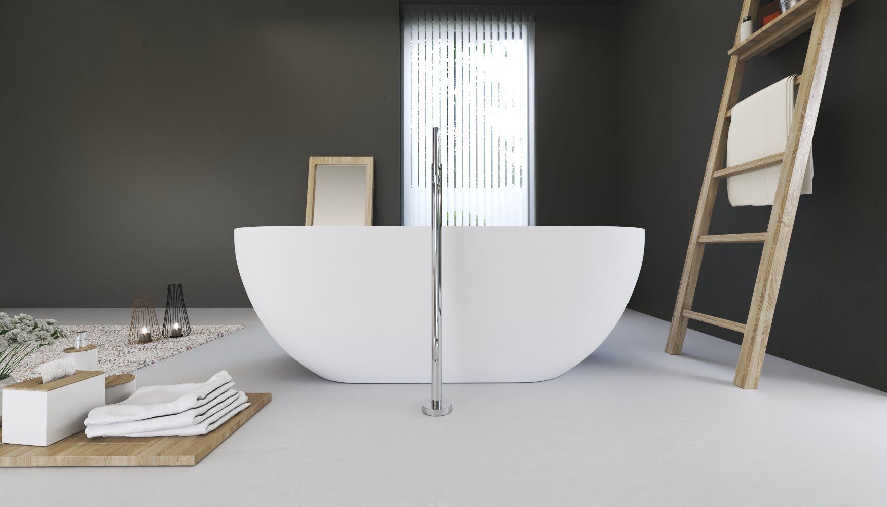 Aquatek - Voľne stojaca vaňa CINDY z liateho mramoru 150 x 75 cm