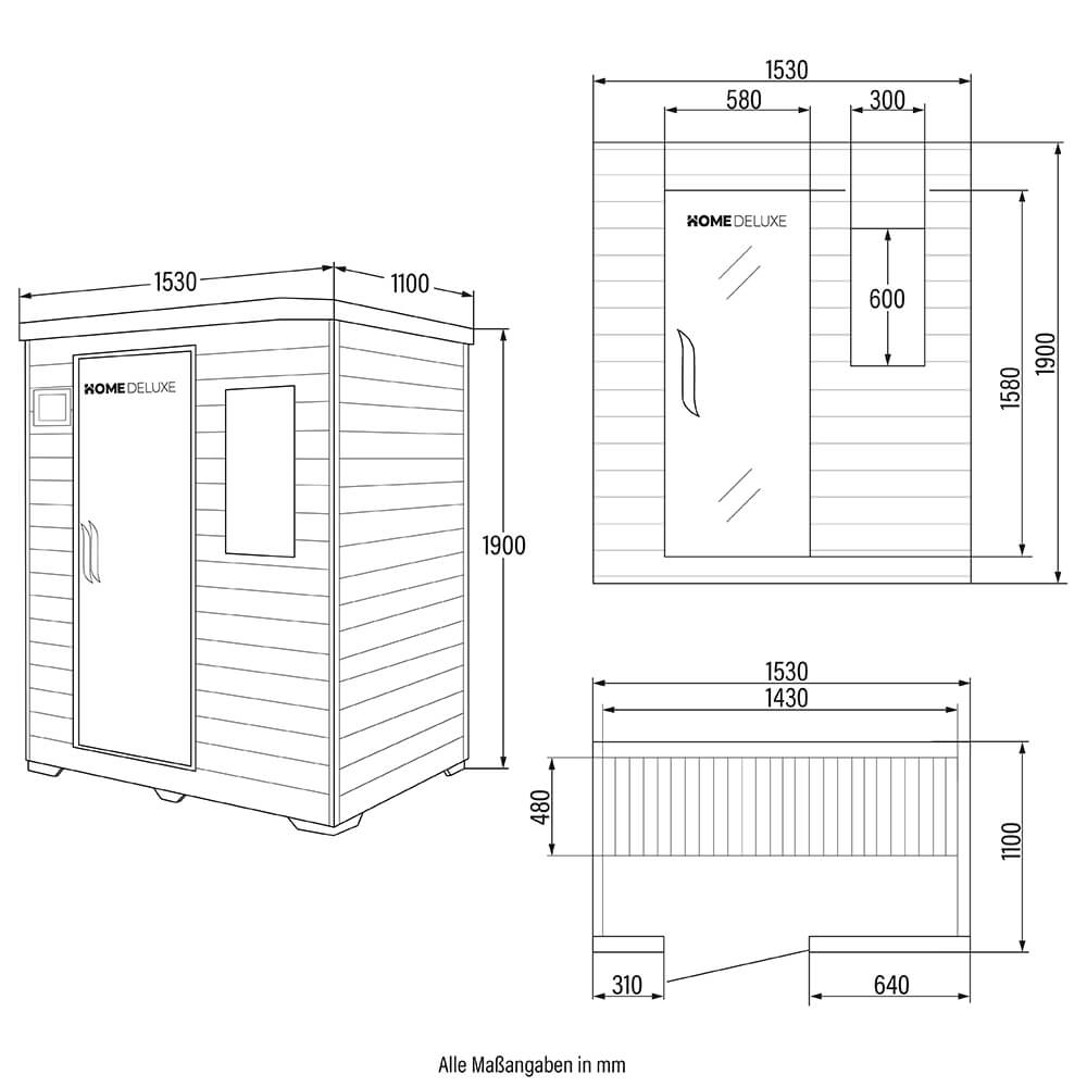 Infračervená kabína REDSUN L - 153 x 110 cm pre 3 osoby