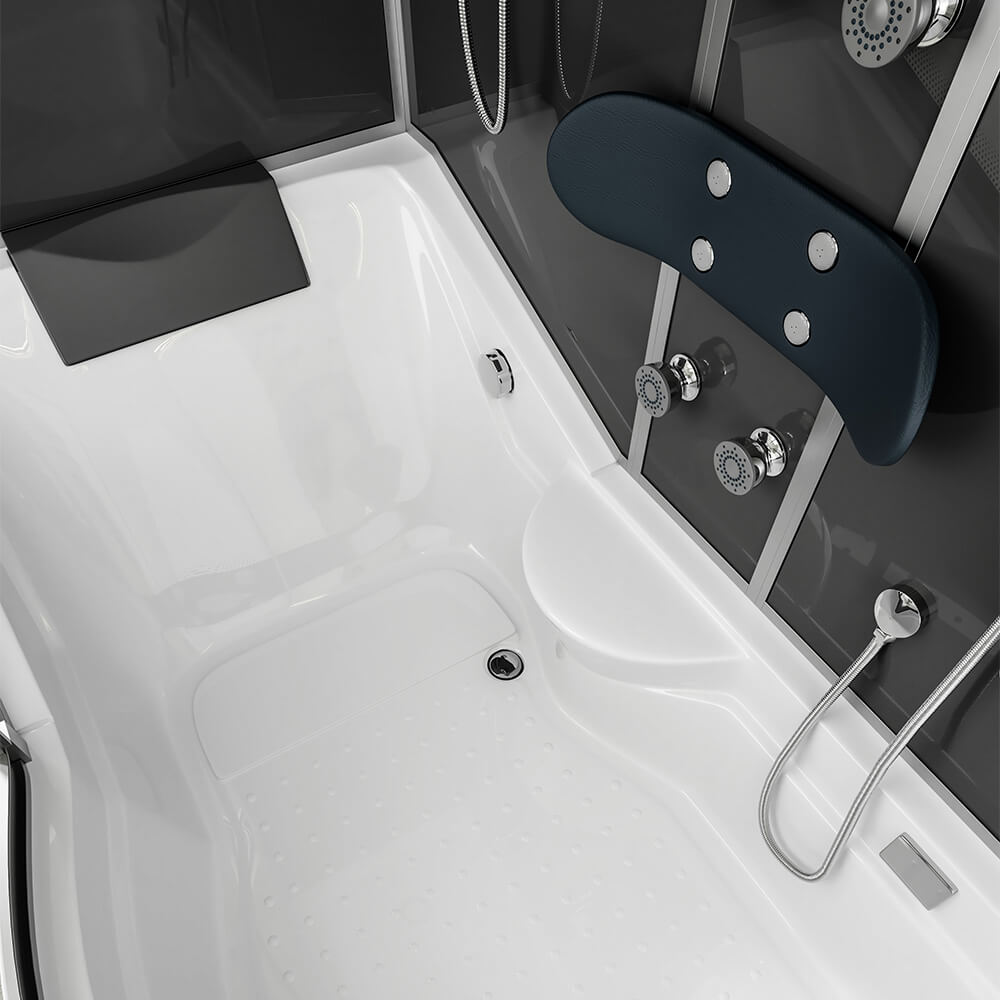 Hydromasážny sprchový kút s vaňou ALLIN 2IN1 - 170 x 90 Čierny pravý