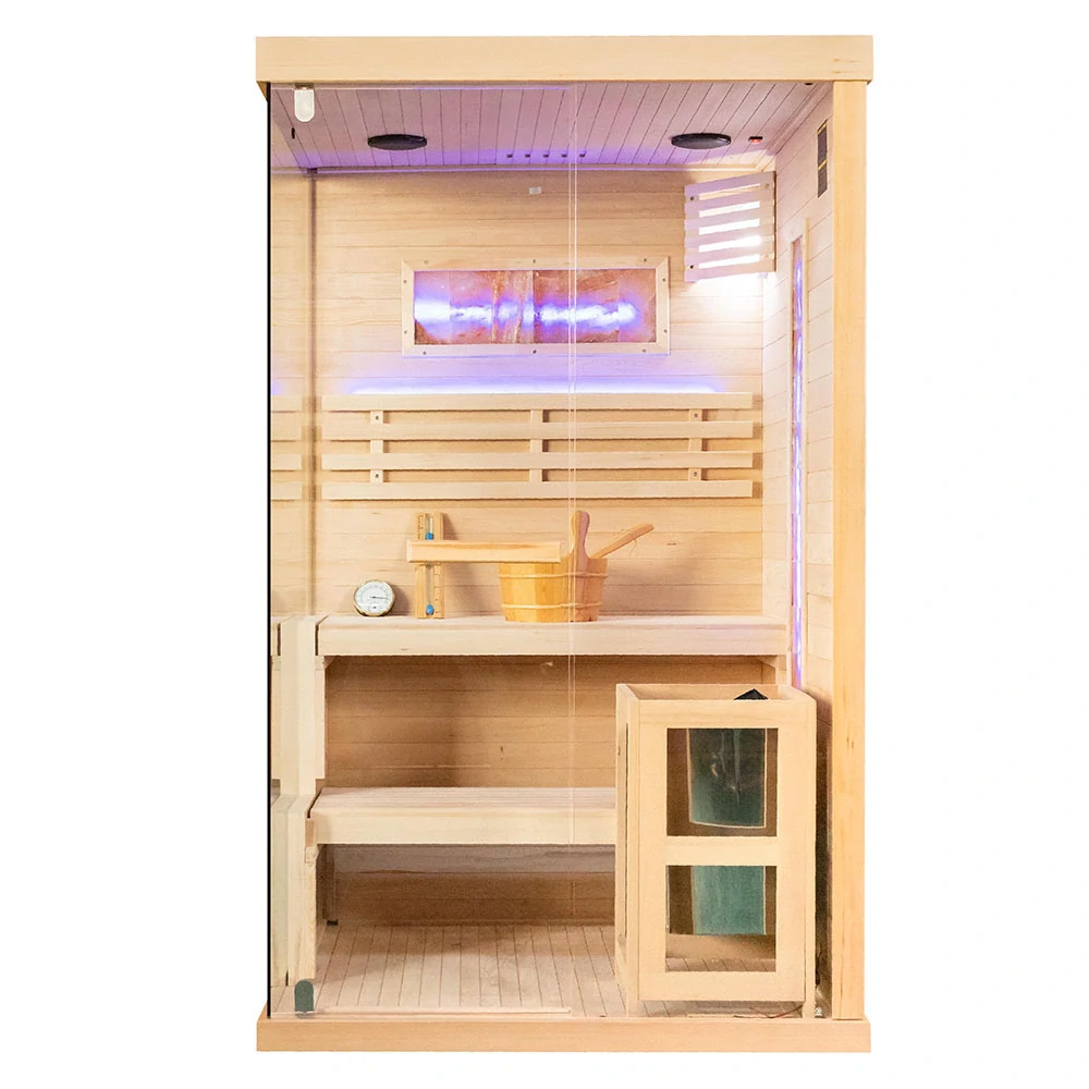 Suchá sauna EP2S PRAVÁ so soľným kameňom a izoláciou stien, 2-miestna, 120x120x200cm, 3,5kW