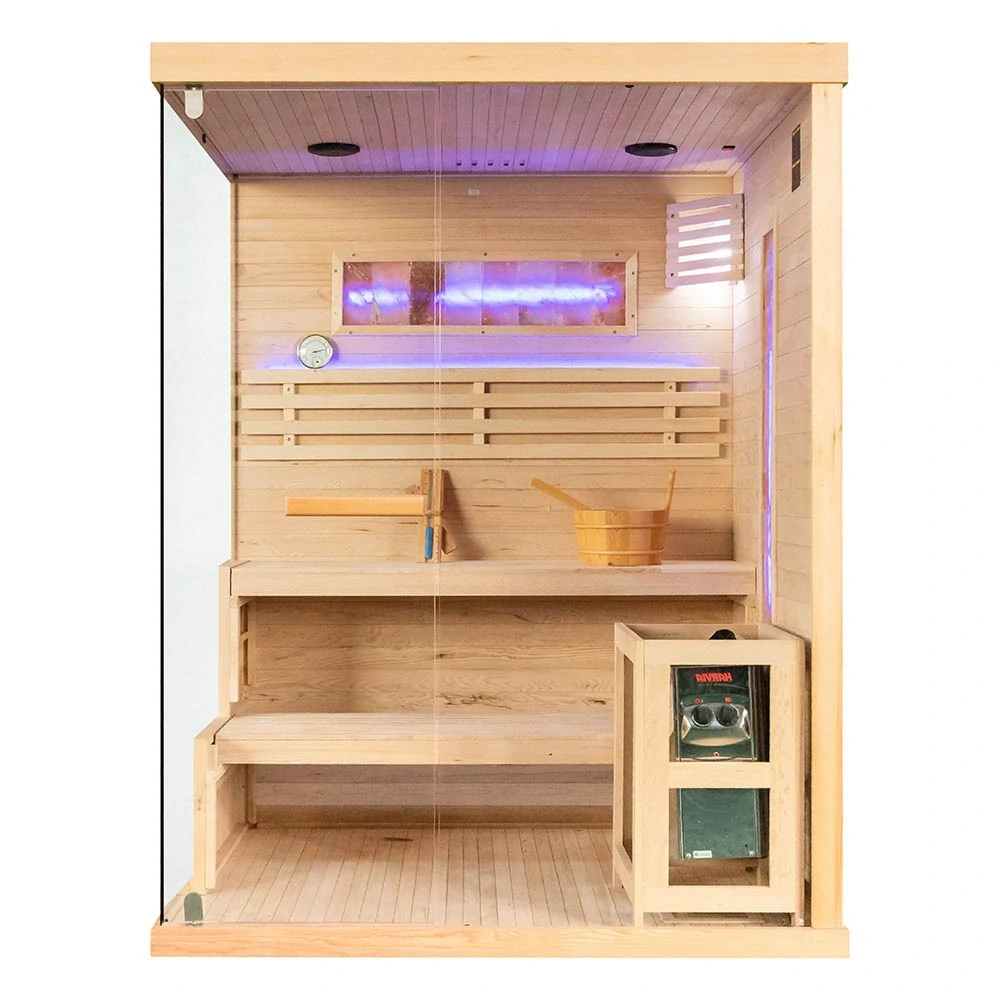 Suchá sauna EP2S XL PRAVÁ so soľným kameňom a izoláciou stien, 2-miestna, 150x120x200cm, 4,5kW