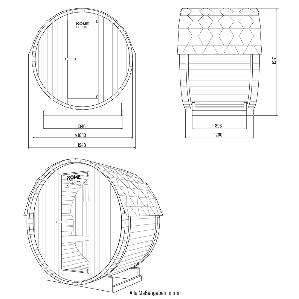 Vonkajšia sudová sauna LAHTI M - 195 x 120 cm pre 2 osoby