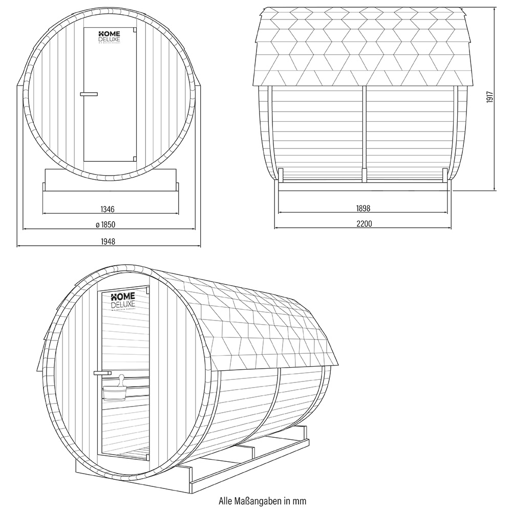 Vonkajšia sudová sauna LAHTI XL - 195 x 220 cm pre 4 osoby