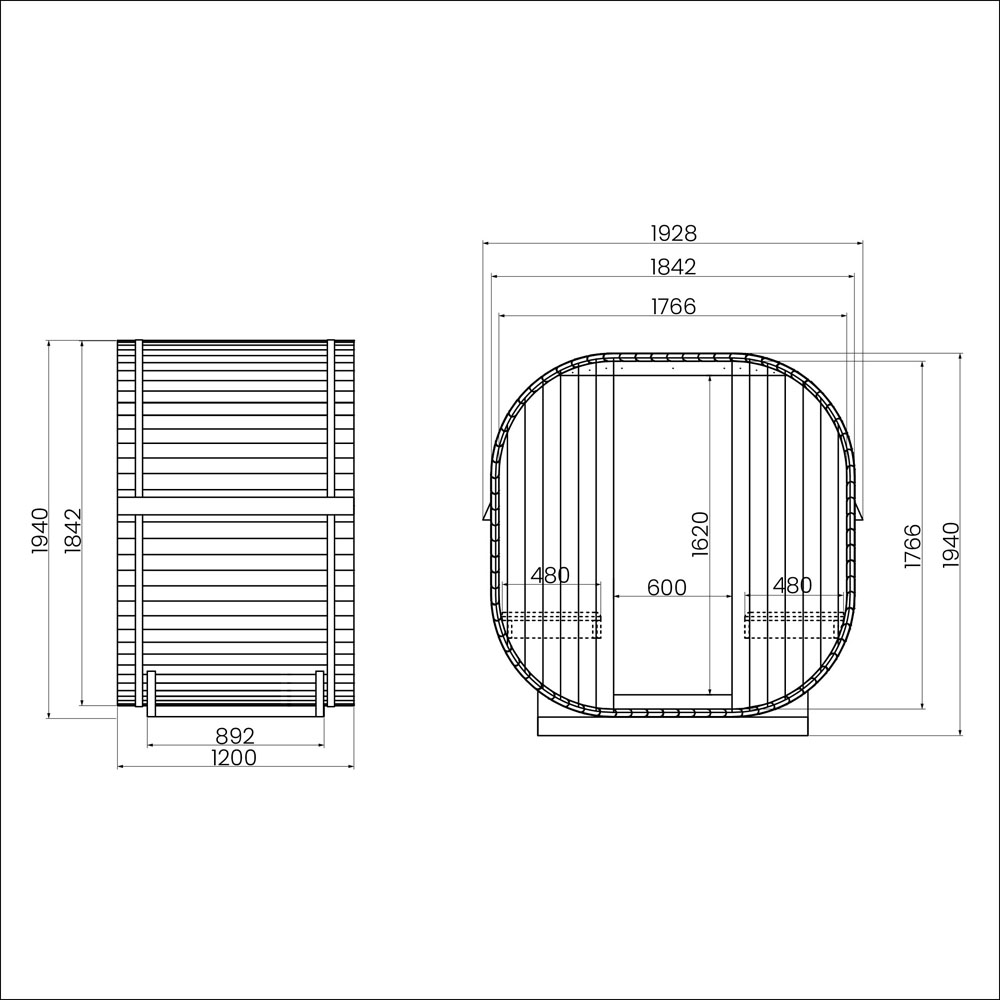 Vonkajšia sauna CUBE M - 194 x 120 cm pre 2 osoby