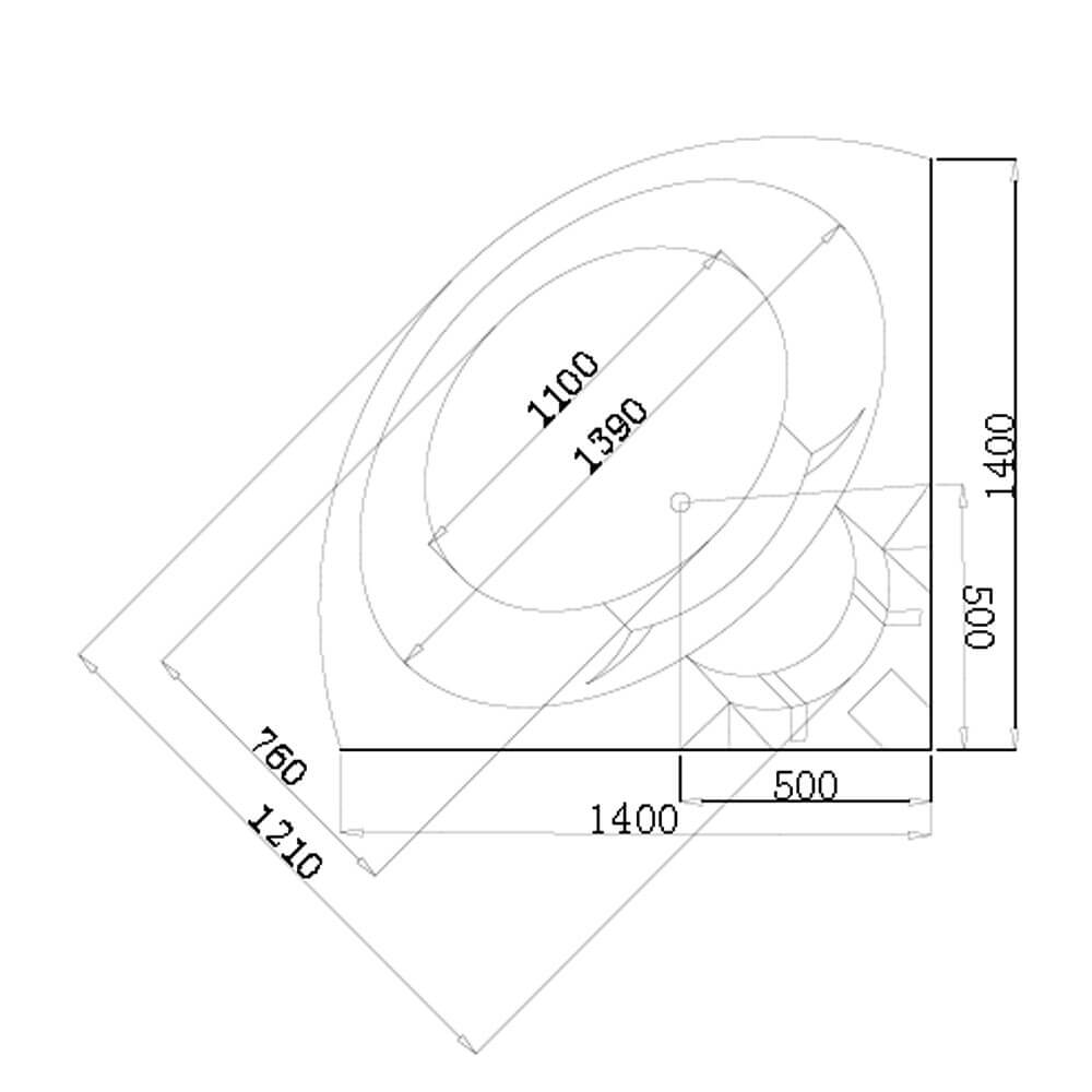 Hydromasážna vaňa so svetelnou terapiou LAGUNA L COMPACT - 140 x 140 cm