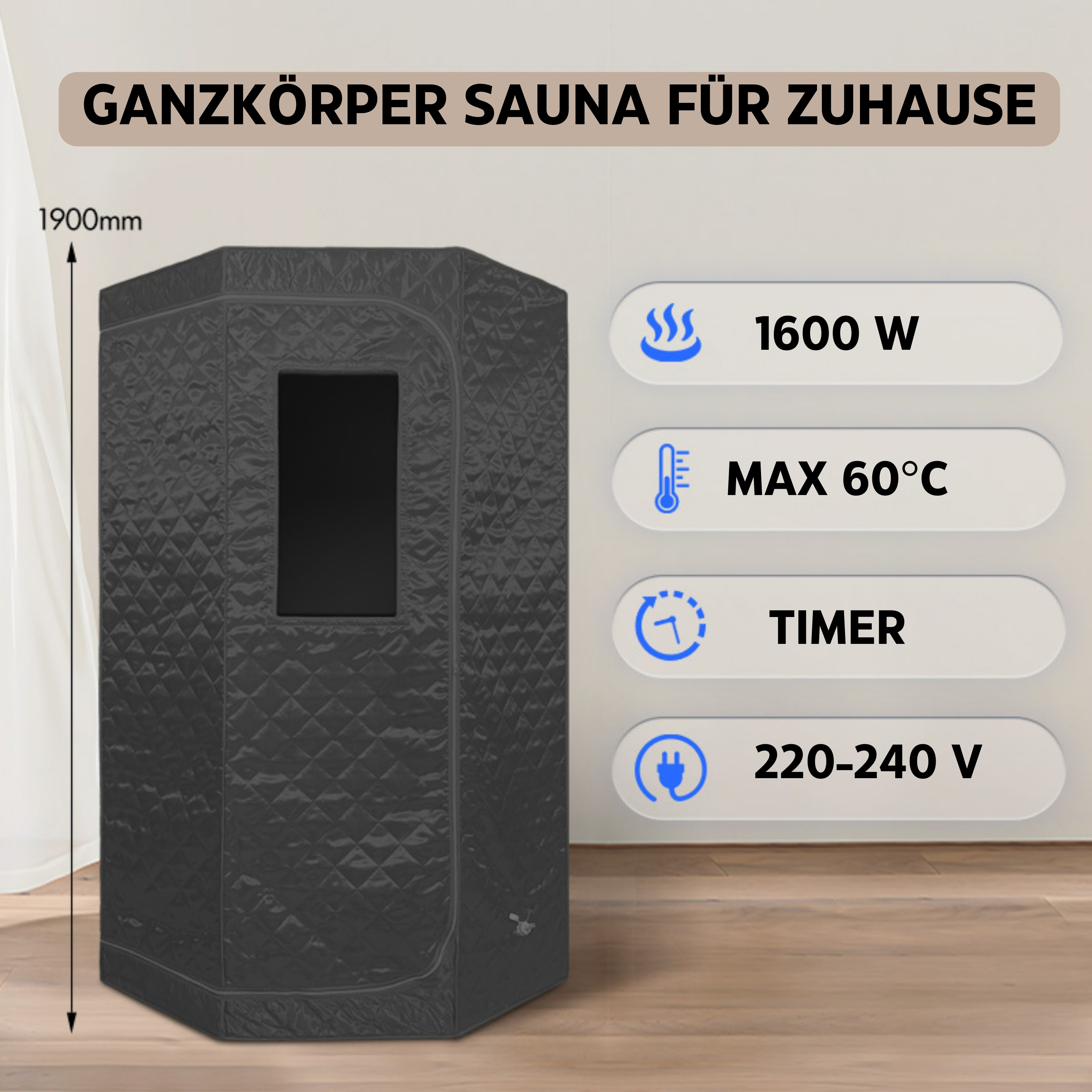 Prenosná infračervená sauna KPI90 90x90x190 cm