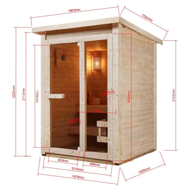 Vonkajšia sauna HELSINKI pre 2-3 osoby, 165x175x218,9 cm