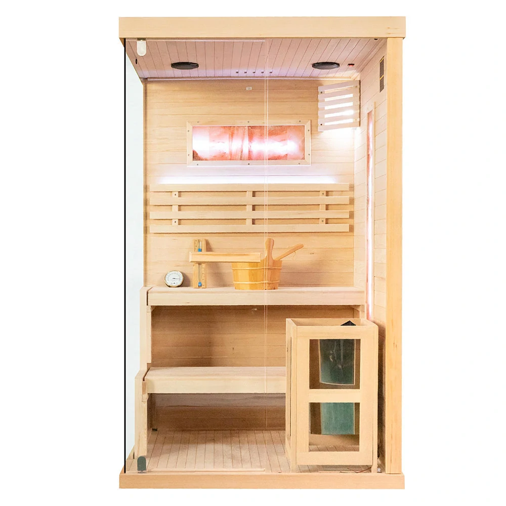 Suchá sauna EP2S PRAVÁ so soľným kameňom a izoláciou stien, 2-miestna, 120x120x200cm, 3,5kW