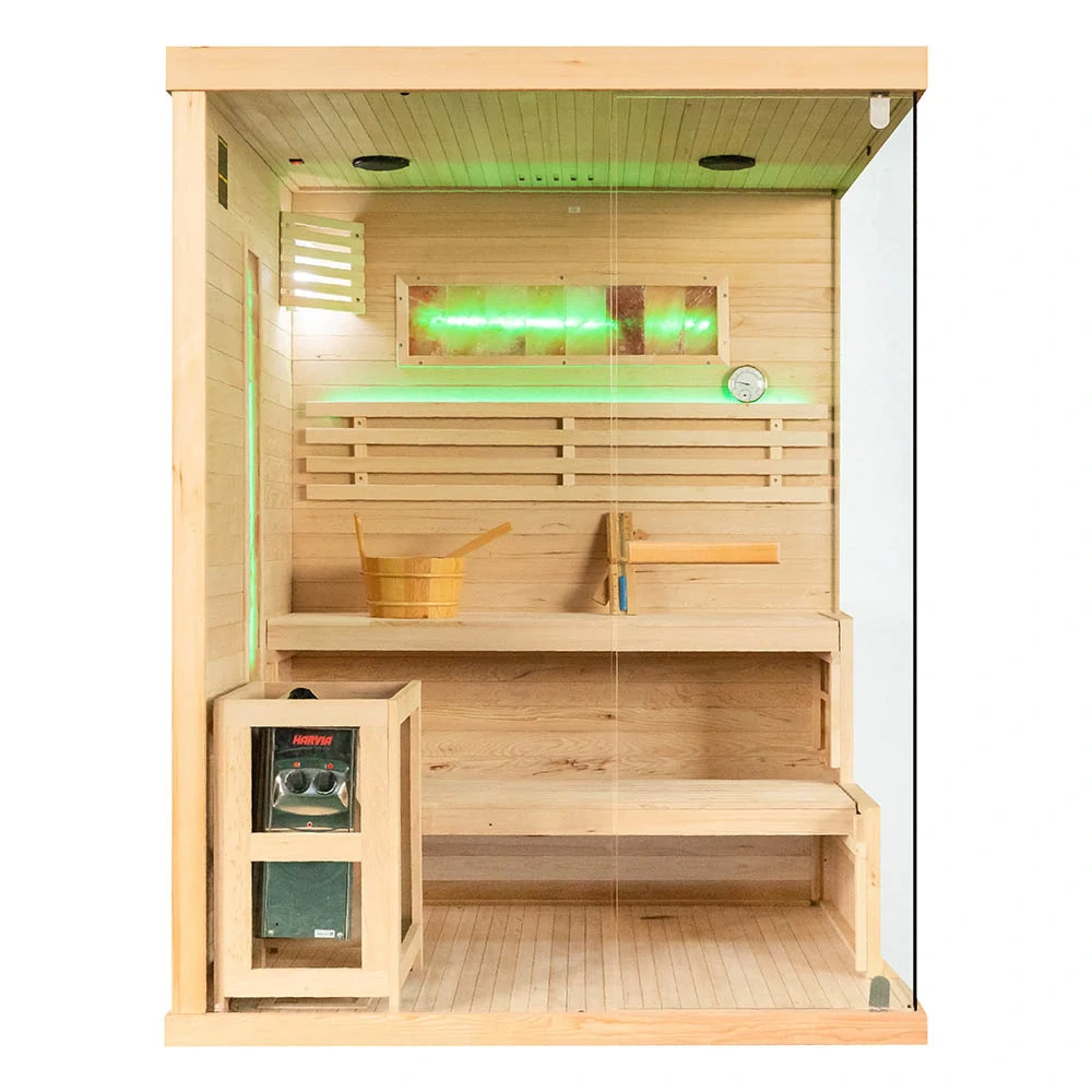 Suchá sauna EP2S XL ĽAVÁ so soľným kameňom a izoláciou stien, 2-miestna, 150x120x200cm, 4,5kW
