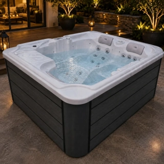 Vonkajšia vírivka Sanotechnik OASIS White Marble, 208 × 175 cm (pre 3 osoby)