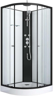 Sanotechnik - RELOAD black - sprchový box štvrťkruh - 90x90x232 cm