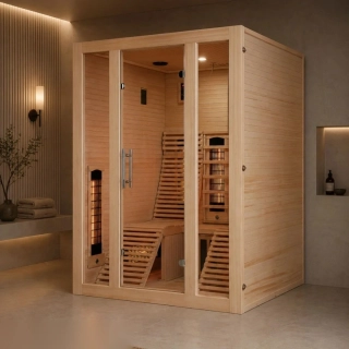 Infrasauna pre 2 osoby Sanotechnik Oslo 150 × 150 cm s plnospektrálnymi žiaričmi