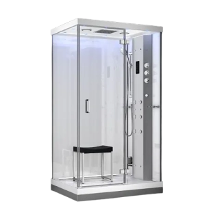 M-SPA - Pravý biely hydromasážny a parný saunový sprchovací box 120 x 90 x 217 cm