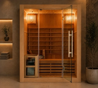 Fínska sauna Sanotechnik Riga s pieckou pre 3 osoby (150 × 120 cm)