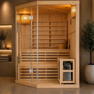 Fínska sauna Sanotechnik Tallinn pre 3 osoby, 150 × 150 cm