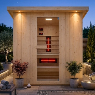 Luxusná exteriérová kombinovaná sauna LAHTI pre 6 osôb (Fínska + Infrasauna)