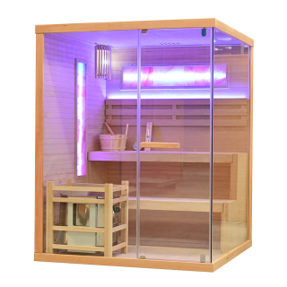 Suchá sauna ľavá s kachľami HARVIA 6 kW, soľným kameňom a izoláciou stien 150X140X200CM