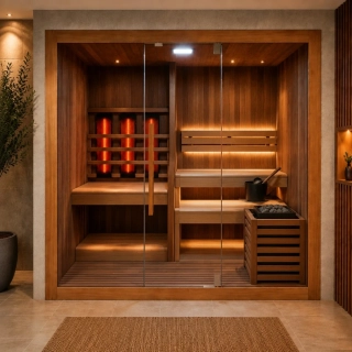Kombinovaná fínska sauna s infrakabinou Sanotechnik Kotka 4–5 osôb 200 × 150 cm