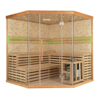 Tradičná sauna s kamennou stenou SKYLINE BIG XL - 200 x 200 cm pre 6 osôb