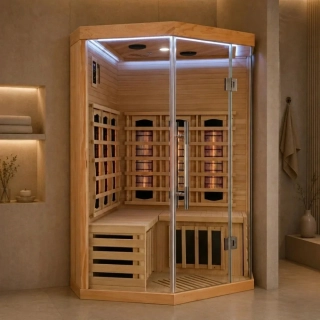 Rohová infrasauna pre 2 osoby Sanotechnik Supreme, 120 × 120 cm