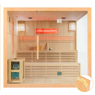 Suchá sauna s pieckou EA4S ĽAVÁ so soľným kameňom a izoláciou stien, 4-5 miestna, 220x200x200cm, 8,0kW