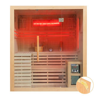 Suchá sauna s pieckou EA4S so soľným kameňom a izoláciou stien, 4 miestna, 180x160x200cm, 6,0kW