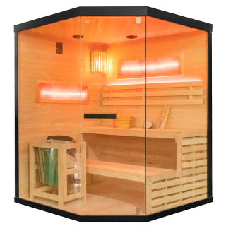 Suchá sauna Relax HYD-4784 s pieckou HARVIA 6 kW pre 4 - 5 osôb so soľným kameňom 150 x 150 x 200 cm