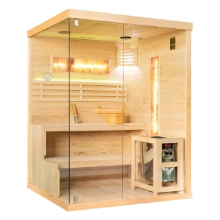 Suchá sauna EP2S XL PRAVÁ so soľným kameňom a izoláciou stien, 2-miestna, 150x120x200cm, 4,5kW